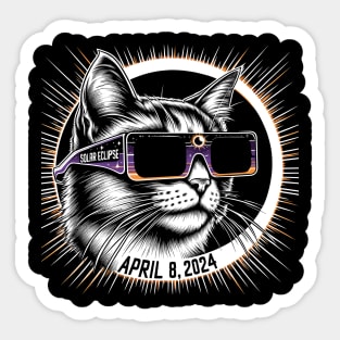 Cat in Eclipse Glasses Totality 2024 Total Solar Eclipse Sticker